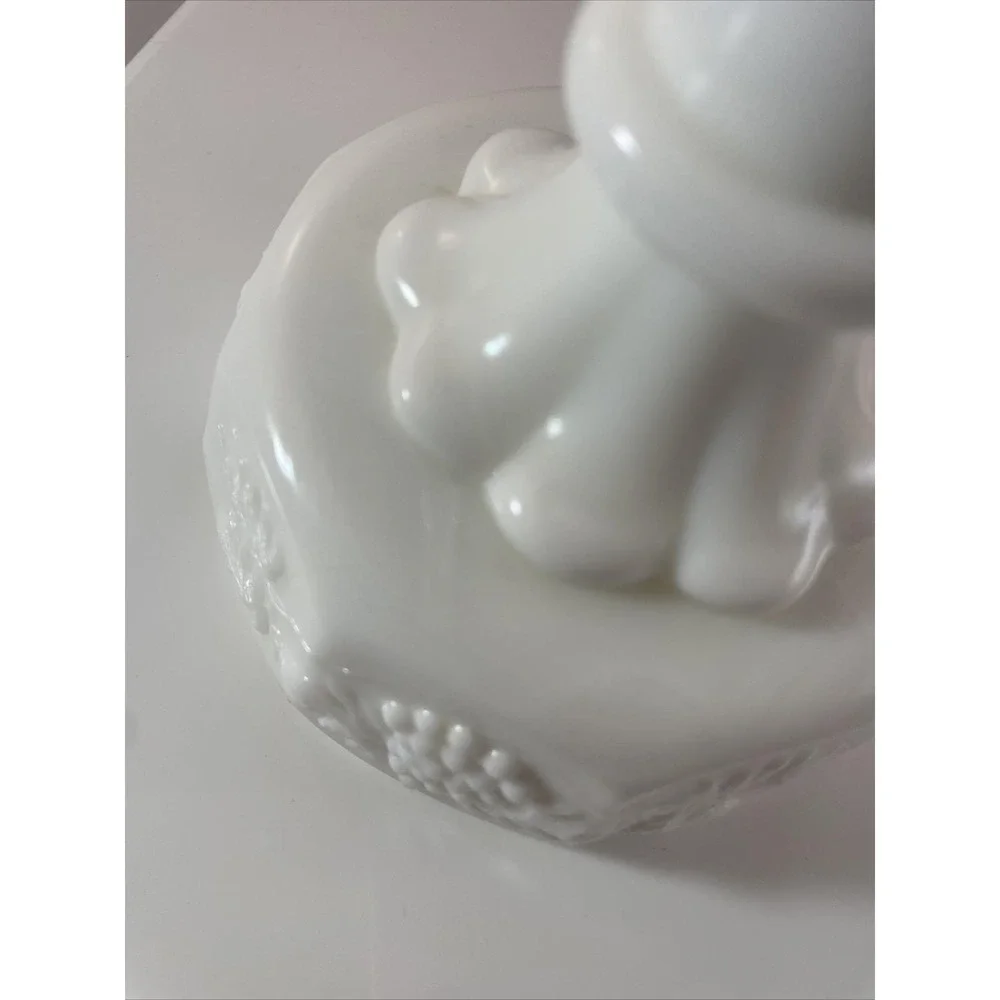 Vintage Westmoreland Milk Glass Candlestick‎ MCM Paneled Grapes Vines - Single
